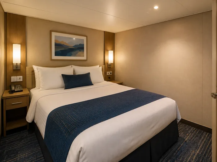 An inside cruise cabin with no window
