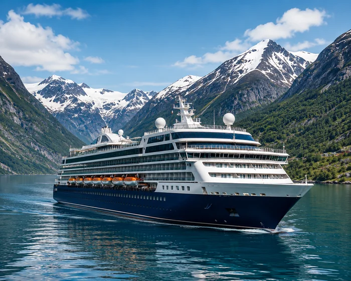 A mid-size cruise ship
